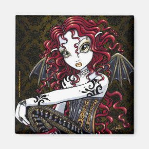 "Terri" Gothic Red Rose Tattoo Fairy Art Magnet