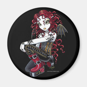 "Terri" Gothic Red Rose Tattoo Fairy Art Magnet