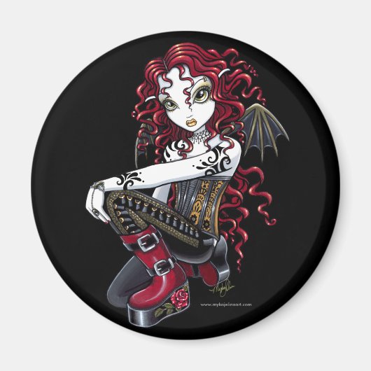 "Terri" Gothic Red Rose Tattoo Fairy Art Magnet (Voorkant)