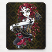 "Terri" Gothic Red Rose Tattoo Fairy Art Mousepad Muismat (Voorkant)