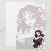 "Terri" Gothic Red Rose Tattoo — Zuivere bakkerij Briefpapier (Voorkant / Achterkant)