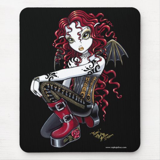 Terri Red Tattoo Fairy Mousepad Muismat (Voorkant)