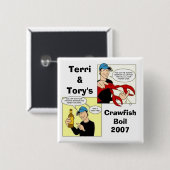 Terri&Tory's, CrawfishBoil2007 Vierkante Button 5,1 Cm (Voorkant /achterkant)