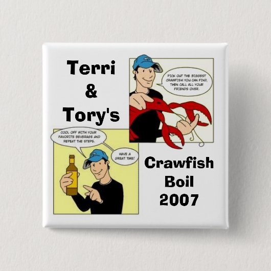 Terri&Tory's, CrawfishBoil2007 Vierkante Button 5,1 Cm (Voorkant)