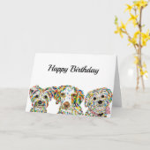 Terrier Brittany Spaniel Bichon Card Kaart (Gele Bloem)