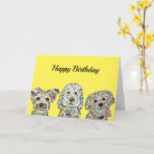 Terrier Cockapoo Yorkie Bichon Birthday Kaart (Gele Bloem)