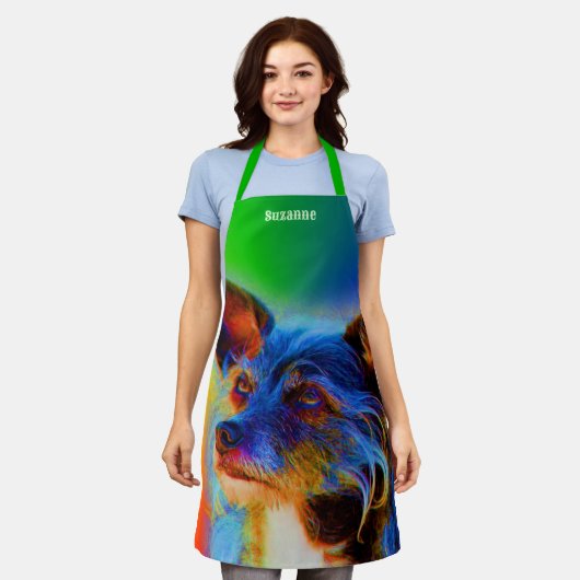 Terrier Dog Face Abstract gepersonaliseerd Schort (Gedragen)