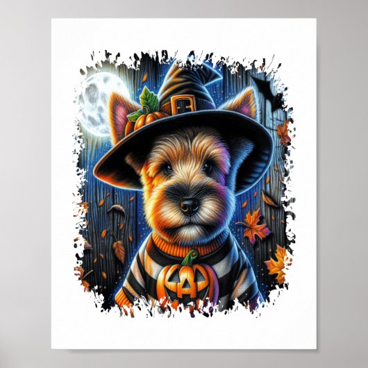 Terrier Dog Halloween Square Poster (Voorkant)