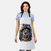 Terrier Dog Halloween Square Schort (Gedragen)