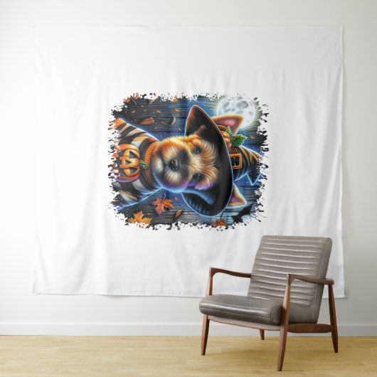 Terrier Dog Halloween Square Wandkleed (In Situ (horizontaal))