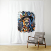 Terrier Dog Halloween Square Wandkleed (In situ)