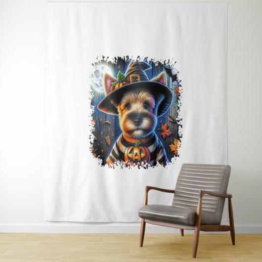 Terrier Dog Halloween Square Wandkleed (In situ)