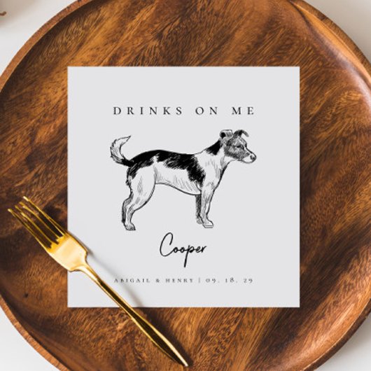 Terrier Dog Sketch Drinken op Me Pet Wedding Servet
