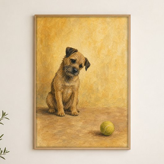 Terriër en de Tennisbal Aquarel Poster