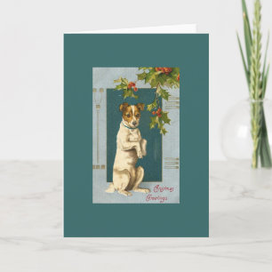 Terrier en Holly Feestdagen Kaart