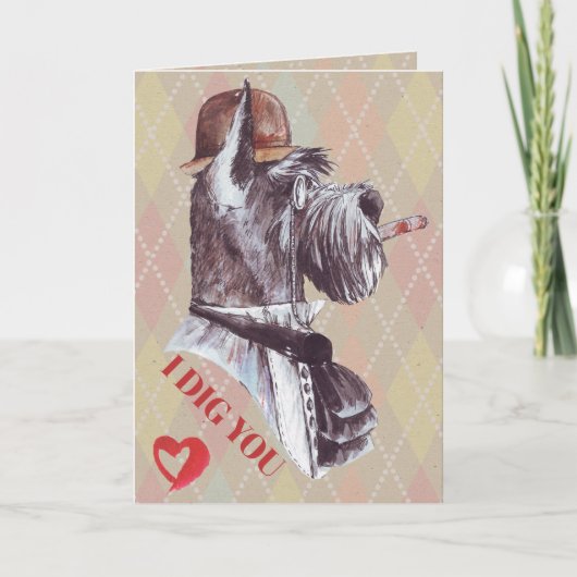 Terrier Gentleman Dog I Dig you Feestdagen Kaart (Voorkant)