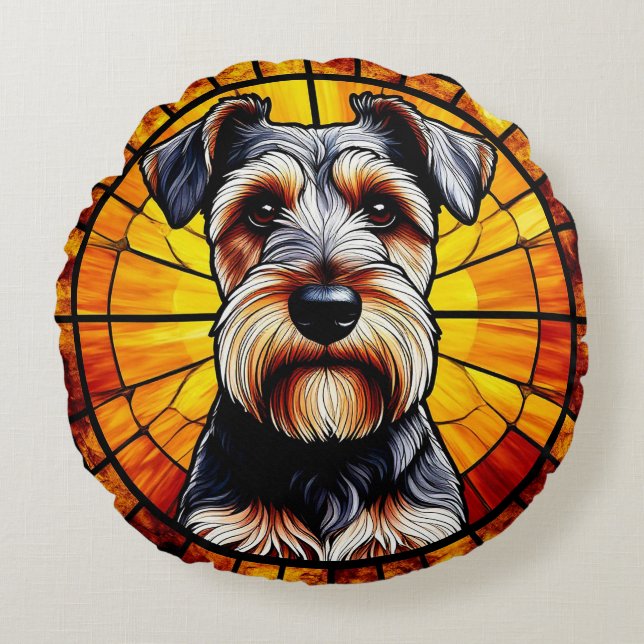 Terriër Honden Kunstwerken Rond Kussen (Voorkant)