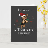 Terrier-ific Kerst Schattigee Dog Holiday Pun Kaart (Gele Bloem)