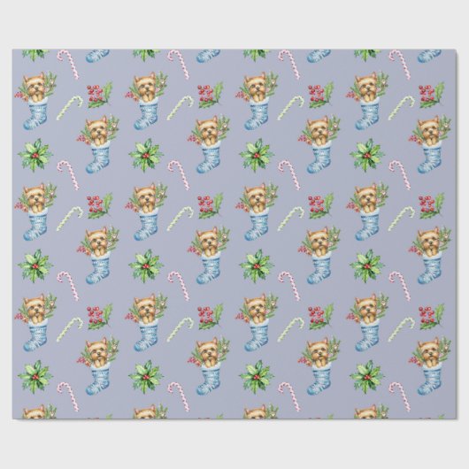 Terriër in een Kous Kerstmis Cadeaupapier (Vlak)