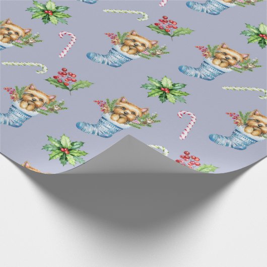 Terriër in een Kous Kerstmis Cadeaupapier (Hoek)