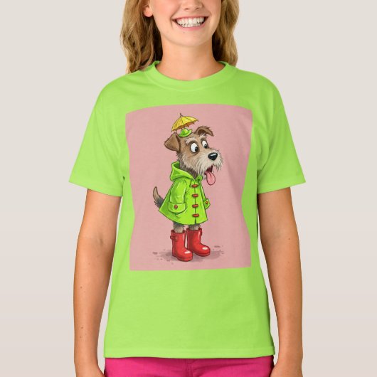 Terriër in een regenjas van Natasha Us T-shirt (Voorkant)
