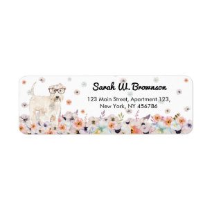 Terrier Irish Wheaten Dog retro eyeglasses Etiket