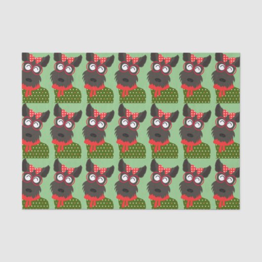 Terrier Kerstmis Tissuepapier (Voorkant)