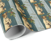 Terrier met Holly Cadeaupapier (Rol Hoek)