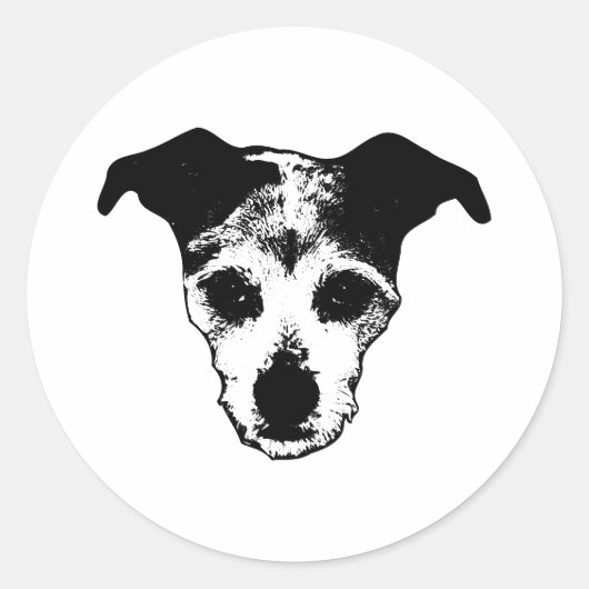 Terrier Mix op zoek naar Portret Sticker (Voorkant)