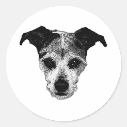 Terrier Mix op zoek naar Portret Sticker (Voorkant)