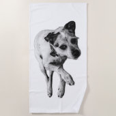 Terrier Mix Relaxed Side Pose Handdoek (Voorkant)