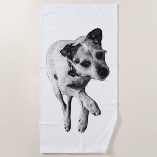 Terrier Mix Relaxed Side Pose Handdoek (Voorkant)