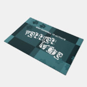 Terrier Mode Funny Dog Pawprints Donker Blauwgroen Deurmat (Schuin)