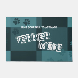 Terrier Mode Funny Dog Pawprints Donker Blauwgroen Deurmat
