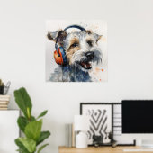 Terrier Music Factory Hoofdtelefoons Kunst Poster (Thuiskantoor)