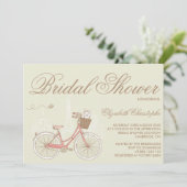 Terrier op een Roze Bicycle Bridal Shower-uitnodig Kaart (Staand voorkant)