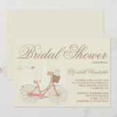 Terrier op een Roze Bicycle Bridal Shower-uitnodig Kaart (Voorkant / Achterkant)