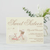 Terriër op een Roze Fiets Zoet Zestien Uitnodiging (Staand voorkant)