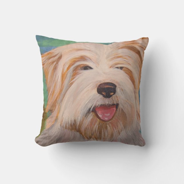 Terrier Portrait Cute Pet Dog Art Kussen (Voorkant)