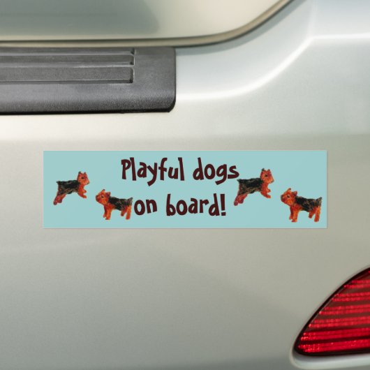 Terriër Schattige Dog Art Custom Bumpersticker (Op auto)