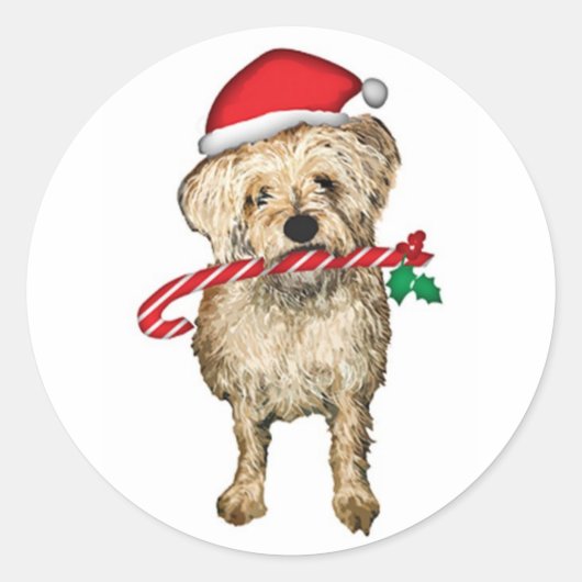 Terriër schattige oren Santa Sticker (Voorkant)