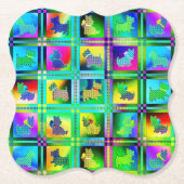 Terrier Silhouetten in een Checkboard Pattern Kartonnen Onderzetters (Voorkant)