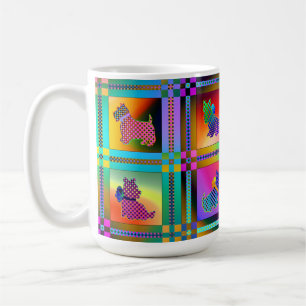 Terrier Silhouetten in een Checkboard Pattern Koffiemok