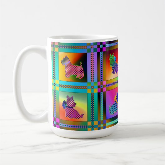 Terrier Silhouetten in een Checkboard Pattern Koffiemok (Links)