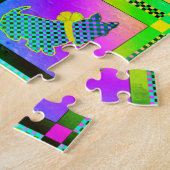 Terrier Silhouetten in een Checkboard Pattern Legpuzzel (Zijkant)