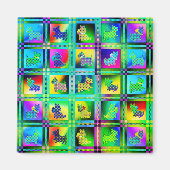 Terrier Silhouetten in een Checkboard Pattern Magneet (Voorkant)