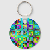 Terrier Silhouetten in een Checkboard Pattern Sleutelhanger (Voorkant)