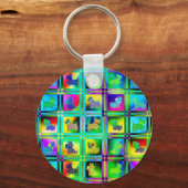 Terrier Silhouetten in een Checkboard Pattern Sleutelhanger (Voorkant)