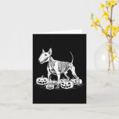 Terrier Skeleton Verjaardag Halloween Mannen Vrouw Kaart (Gele Bloem)