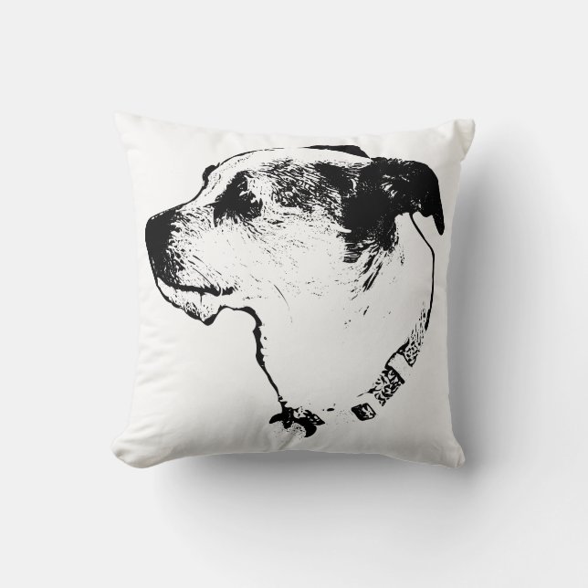 Terrier Worpkussen – Minimalistisch & Stout Kussen (Voorkant)